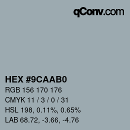 Color code: HEX #9CAAB0 | qconv.com