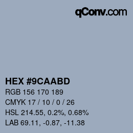 Código de color: HEX #9CAABD | qconv.com