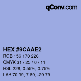 Color code: HEX #9CAAE2 | qconv.com