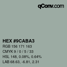 颜色代码: HEX #9CABA3 | qconv.com