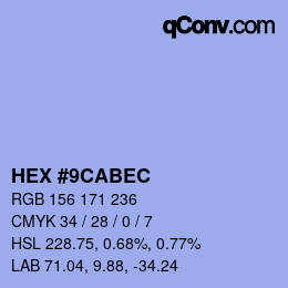 カラーコード: HEX #9CABEC | qconv.com