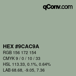 Código de color: HEX #9CAC9A | qconv.com
