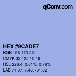 Color code: HEX #9CADE7 | qconv.com