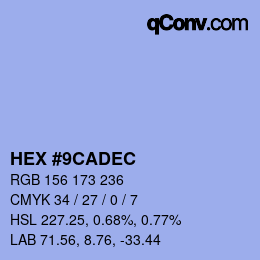 カラーコード: HEX #9CADEC | qconv.com