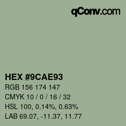 Color code: HEX #9CAE93 | qconv.com