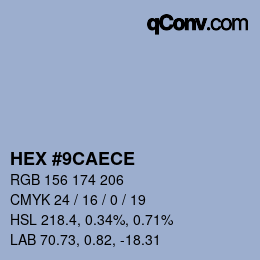Color code: HEX #9CAECE | qconv.com