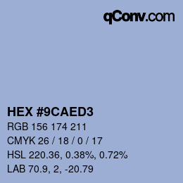 Color code: HEX #9CAED3 | qconv.com
