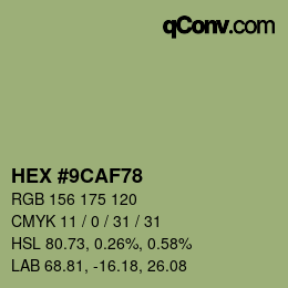 カラーコード: HEX #9CAF78 | qconv.com