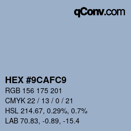 Farbcode: HEX #9CAFC9 | qconv.com