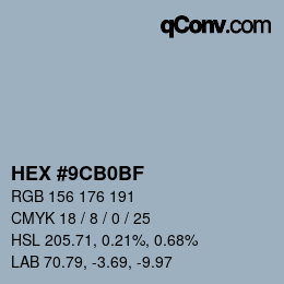 Color code: HEX #9CB0BF | qconv.com