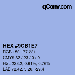 Farbcode: HEX #9CB1E7 | qconv.com