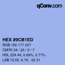 颜色代码: HEX #9CB1ED | qconv.com