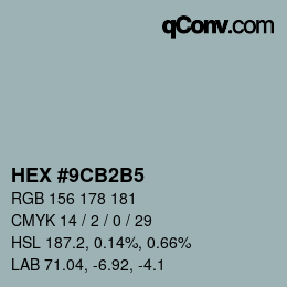 Color code: HEX #9CB2B5 | qconv.com