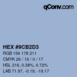 颜色代码: HEX #9CB2D3 | qconv.com