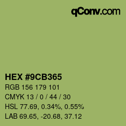 Code couleur: HEX #9CB365 | qconv.com