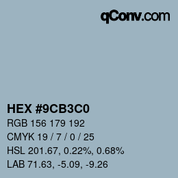 Color code: HEX #9CB3C0 | qconv.com