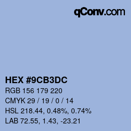 Color code: HEX #9CB3DC | qconv.com