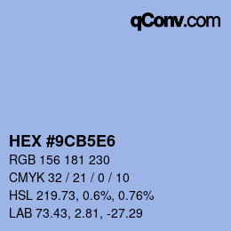 Código de color: HEX #9CB5E6 | qconv.com