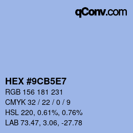 Código de color: HEX #9CB5E7 | qconv.com
