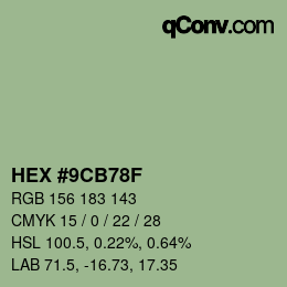 カラーコード: HEX #9CB78F | qconv.com