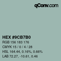 Color code: HEX #9CB7B0 | qconv.com