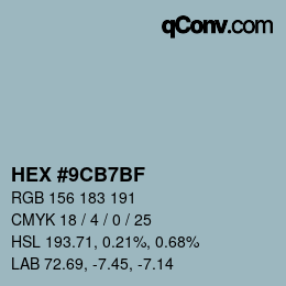 Farbcode: HEX #9CB7BF | qconv.com