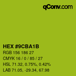 Color code: HEX #9CBA1B | qconv.com