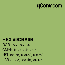 Color code: HEX #9CBA6B | qconv.com