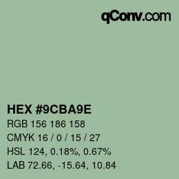 Color code: HEX #9CBA9E | qconv.com