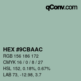 Color code: HEX #9CBAAC | qconv.com