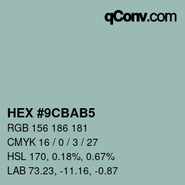 Color code: HEX #9CBAB5 | qconv.com