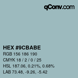 Color code: HEX #9CBABE | qconv.com