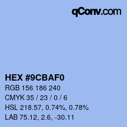 Color code: HEX #9CBAF0 | qconv.com