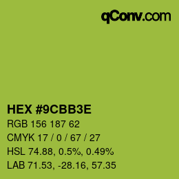 Color code: HEX #9CBB3E | qconv.com