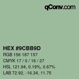Código de color: HEX #9CBB9D | qconv.com