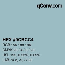 Color code: HEX #9CBCC4 | qconv.com
