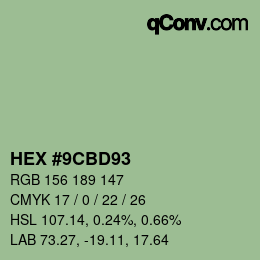Farbcode: HEX #9CBD93 | qconv.com