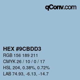 Código de color: HEX #9CBDD3 | qconv.com