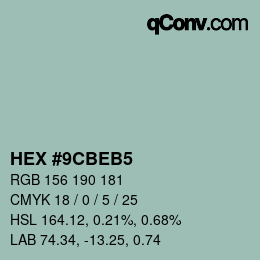 Color code: HEX #9CBEB5 | qconv.com