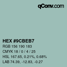 Color code: HEX #9CBEB7 | qconv.com