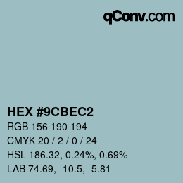 カラーコード: HEX #9CBEC2 | qconv.com