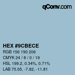 Color code: HEX #9CBECE | qconv.com