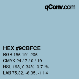 Color code: HEX #9CBFCE | qconv.com