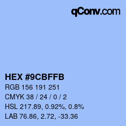 カラーコード: HEX #9CBFFB | qconv.com