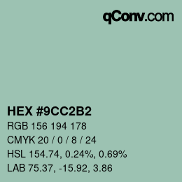 颜色代码: HEX #9CC2B2 | qconv.com