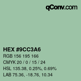 カラーコード: HEX #9CC3A6 | qconv.com