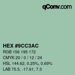 颜色代码: HEX #9CC3AC | qconv.com