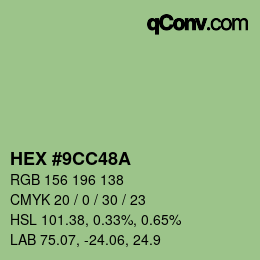 カラーコード: HEX #9CC48A | qconv.com