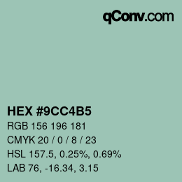 颜色代码: HEX #9CC4B5 | qconv.com