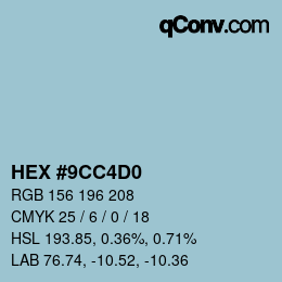 カラーコード: HEX #9CC4D0 | qconv.com